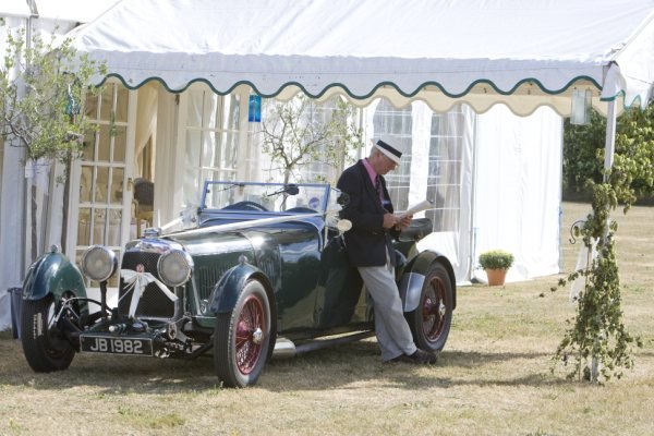 A wedding car outside a marquee at Brogdale Collections