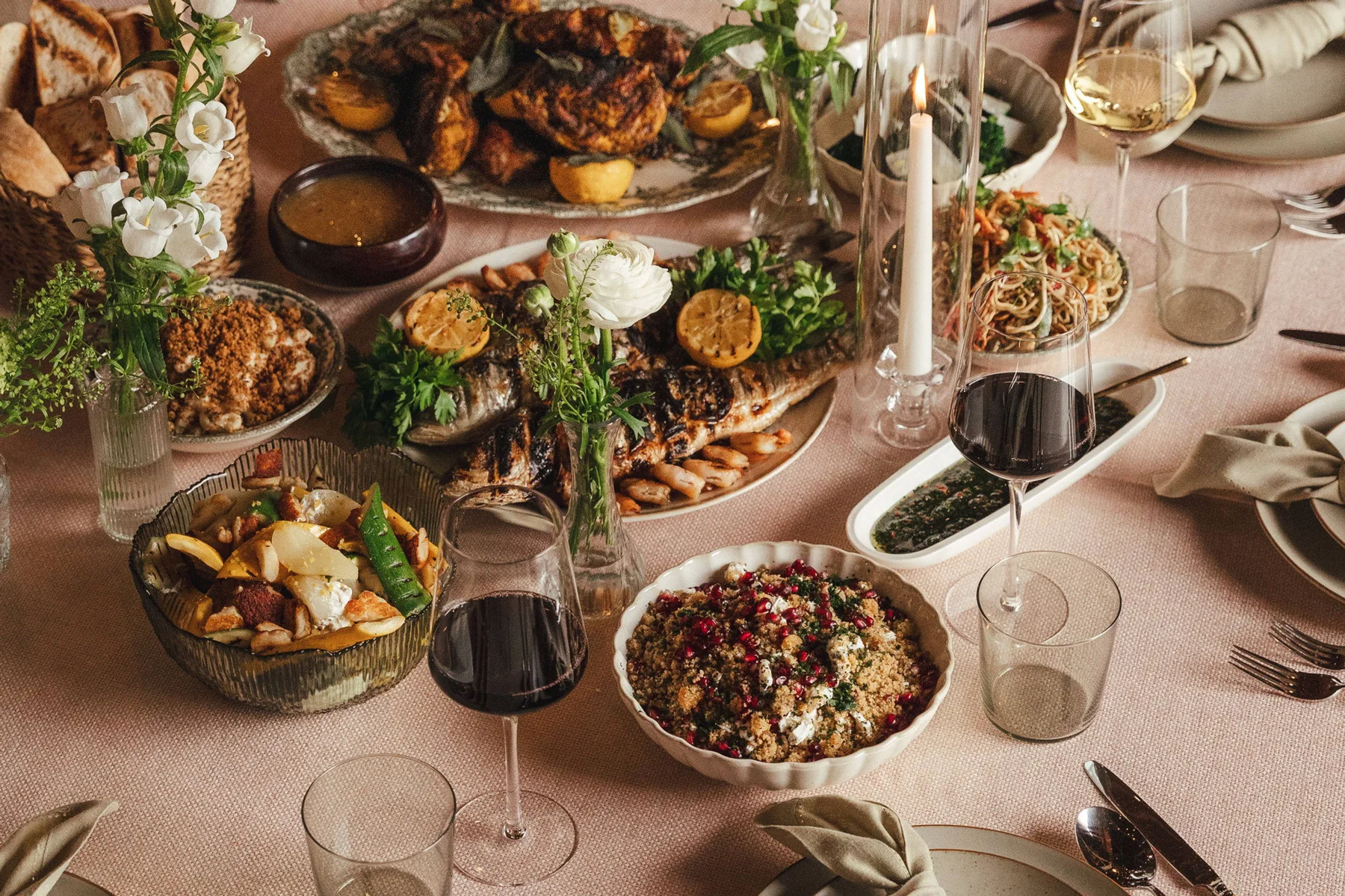 A feasting table laid the length of the barn, sharing boards down the middle