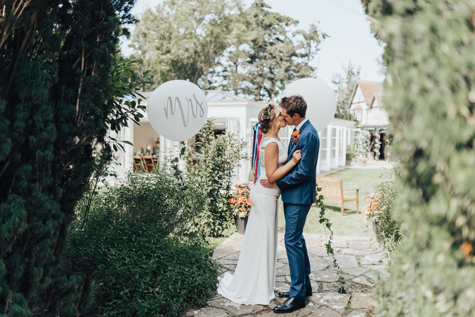 A couple in the gardens at Hayne House
