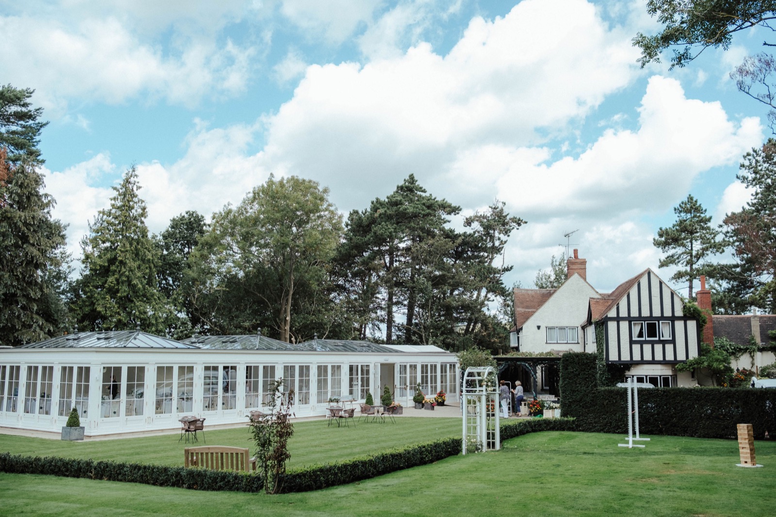 The Orangery, hunting lodge and lawns at Hayne House