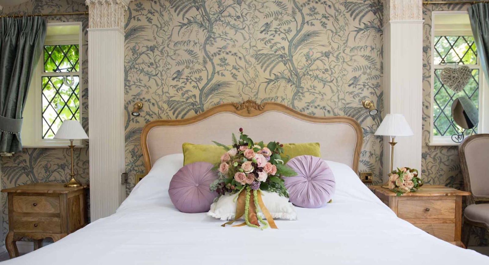 A bedroom in the former hunting lodge at Hayne House