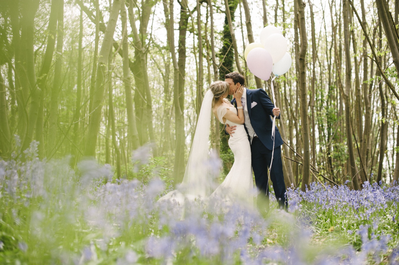 A couple among bluebells at Preston Court