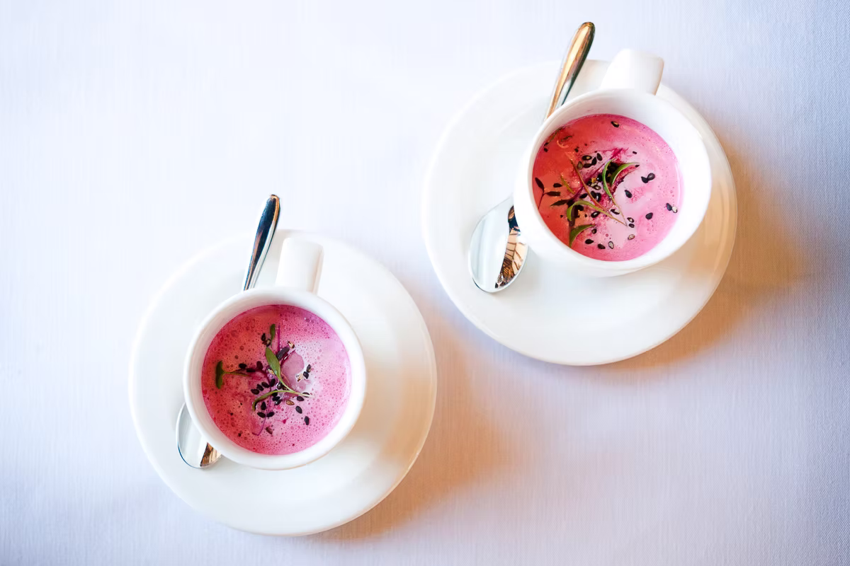 Delicious Soup Served in China Cups