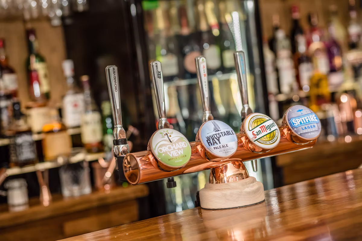 Draught beer taps at the Winters Barns bar